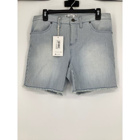 Carve Designs Women's 4 Blue White Oahu 6" Railroad Stripe Shorts Raw Hem G26-13 - Picture 2 of 9